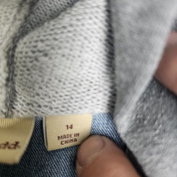 MUDD Girls Jean Jacket with Gray Long Sleeves and Hoodie Girls Size 14 - Picture 4 of 9